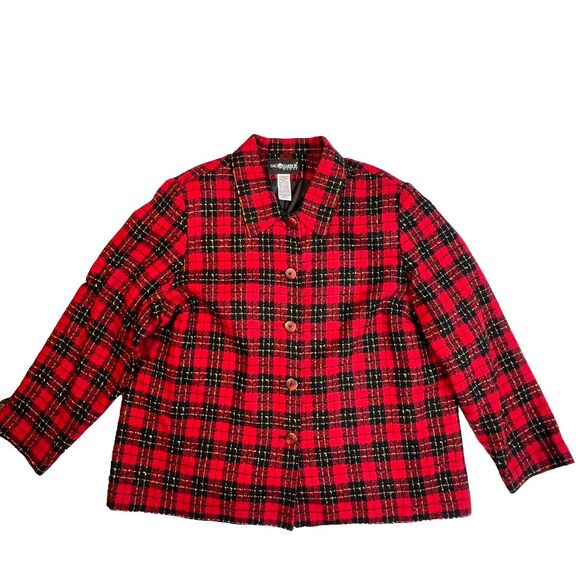 VTG Sag Harbor Jacket Womens 20 Plaid Button Dressy Professional Holiday Blazer - Picture 1 of 12